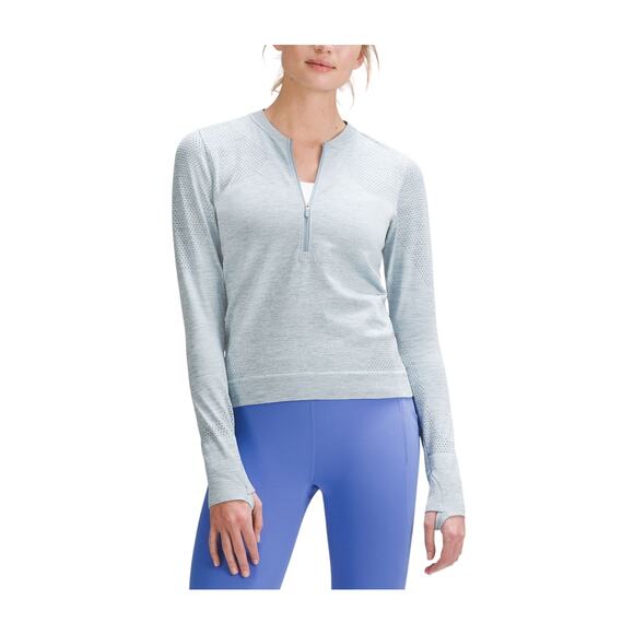 Lululemon Blue Polyester Swiftly Midweight Half-Zip Long-Sleeve Shirt Size 8 - Picture 1 of 4